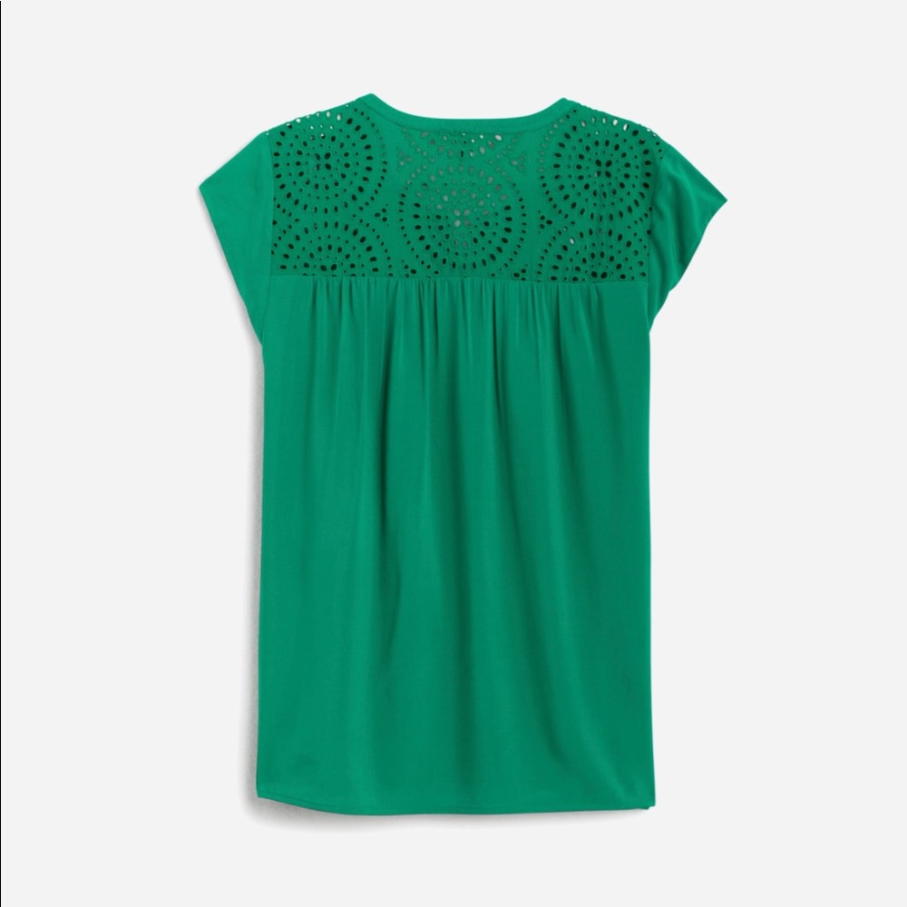 Kiara Eyelet Detail Top Green